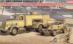 Academy 1/72 WWII Ground Vehicle Set 3 - German Fuel Truck and Schwimmwagen