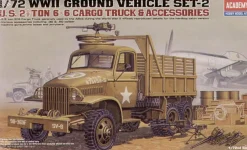 Academy 1/72 WWII Ground Vehicle Set 2 - US 2.5 ton 6x6 Cargo Truck & Accessories