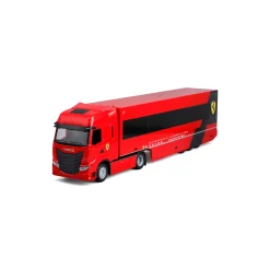 Burago 1/43 F1 Ferrari Iveco S-Way 570 Racing Transporter with One Car Diecast Model