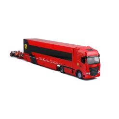 Burago 1/43 F1 Ferrari Iveco S-Way 570 Racing Transporter with One Car Diecast Model