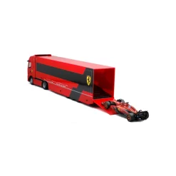Burago 1/43 F1 Ferrari Iveco S-Way 570 Racing Transporter with One Car Diecast Model