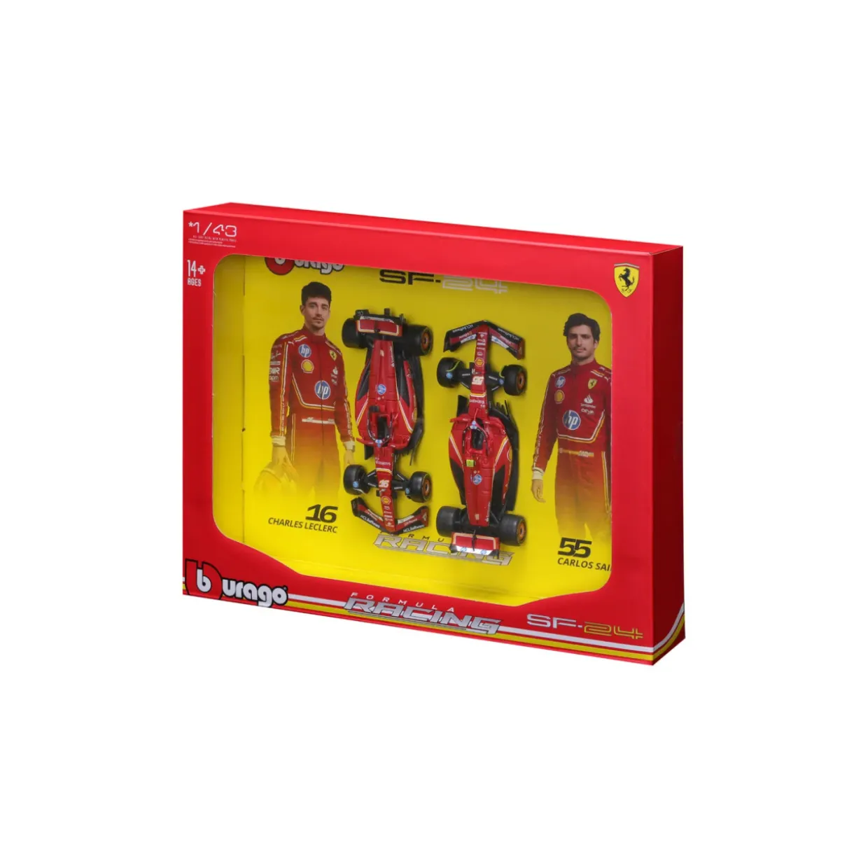 Burago 1/43 F1 Ferrari SF-24 2024 Two Pack - Leclerc and Sainz