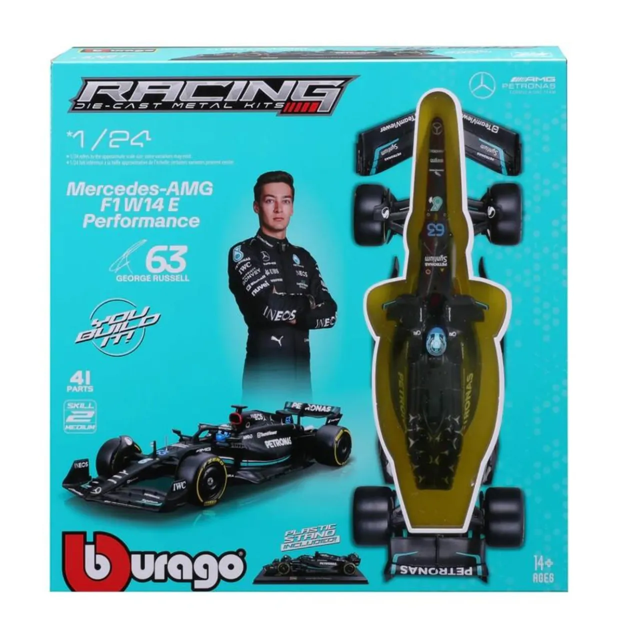 Burago 1/24 F1 MB W14 2023 Russell Diecast Model Kit