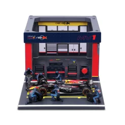 Burago 1/43 F1 Red Bull Racing RB20 2024 Max Verstappen Pit Pass Diorama
