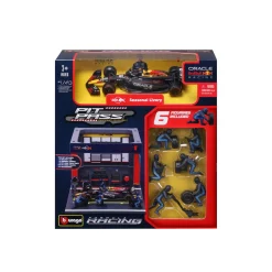 Burago 1/43 F1 Red Bull Racing RB20 2024 Max Verstappen Pit Pass Diorama