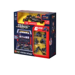 Burago 1/43 F1 Red Bull Racing RB20 2024 Max Verstappen Pit Pass Diorama