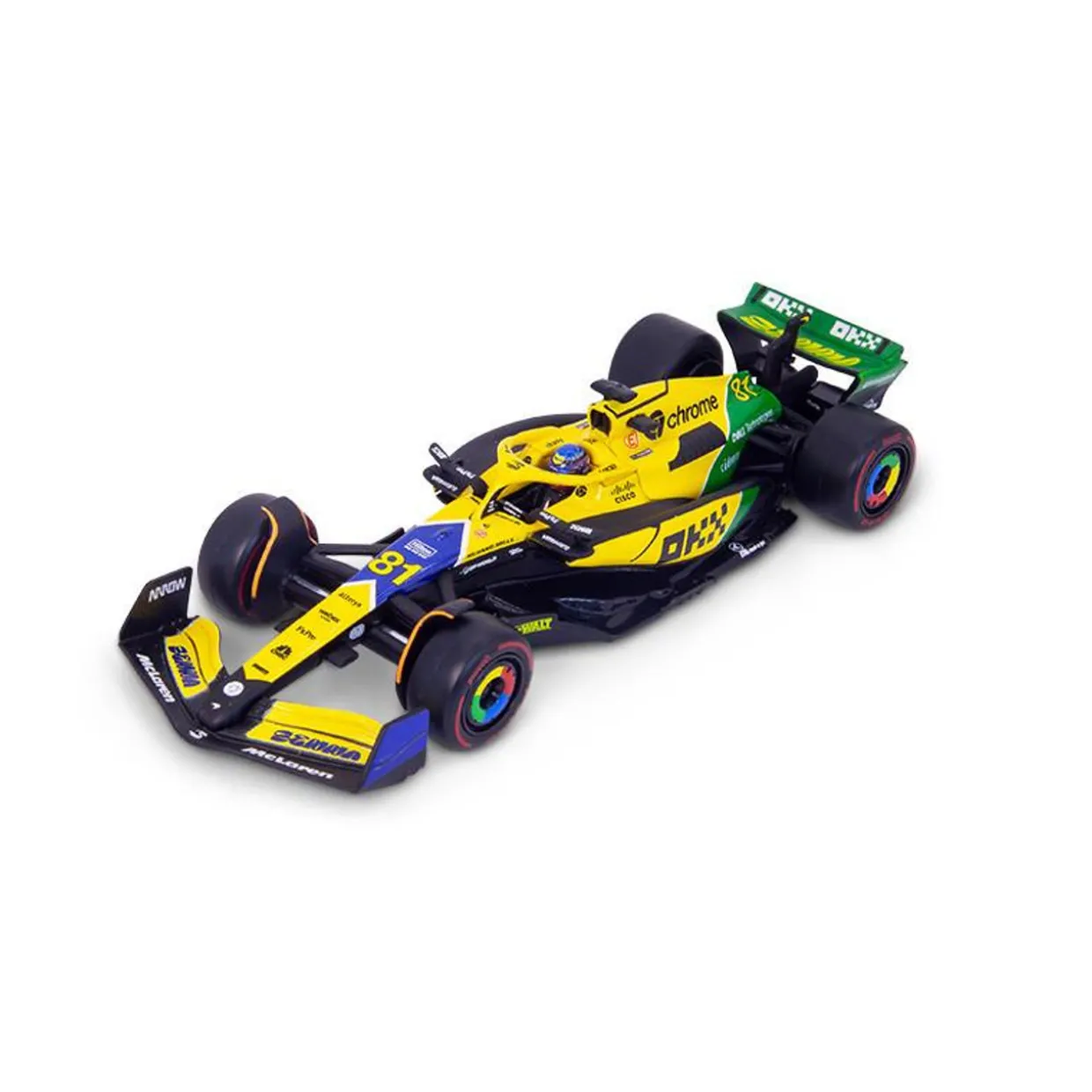 Burago 1/43 McLaren MCL38 Senna Livery F1 2024 #81 Oscar Piastri With Helmet