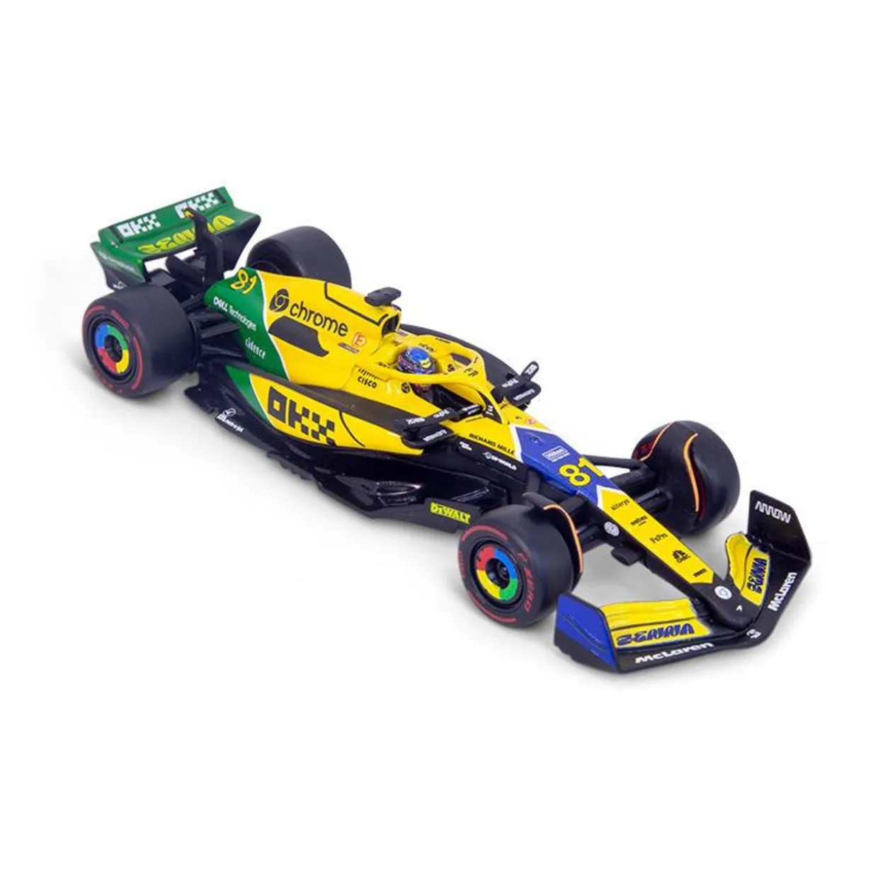 Burago 1/43 McLaren MCL38 Senna Livery F1 2024 #81 Oscar Piastri With Helmet