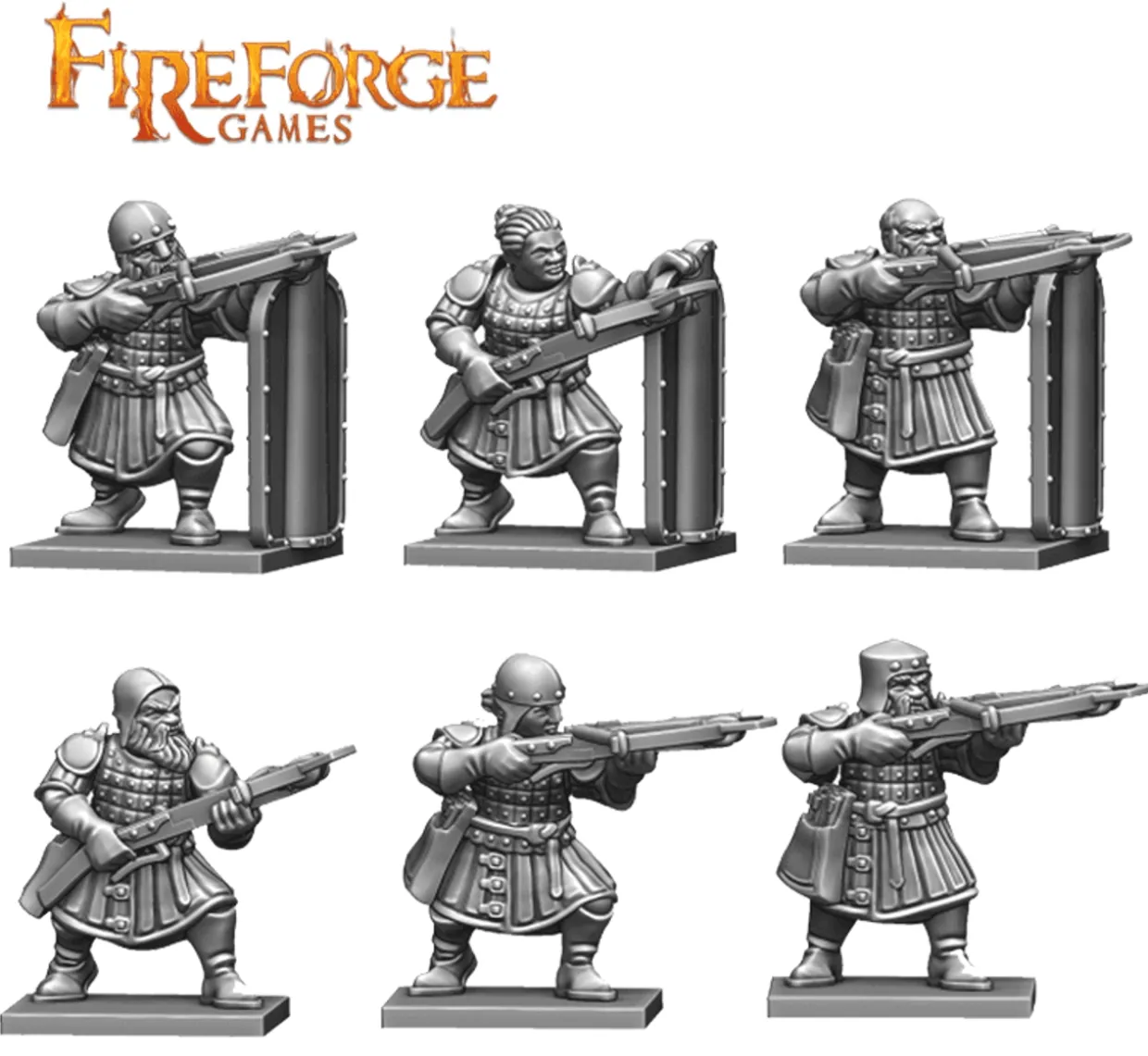 Fireforge Games 28mm Forgotten World - Stone Realm Dwarf Crossbowmen
