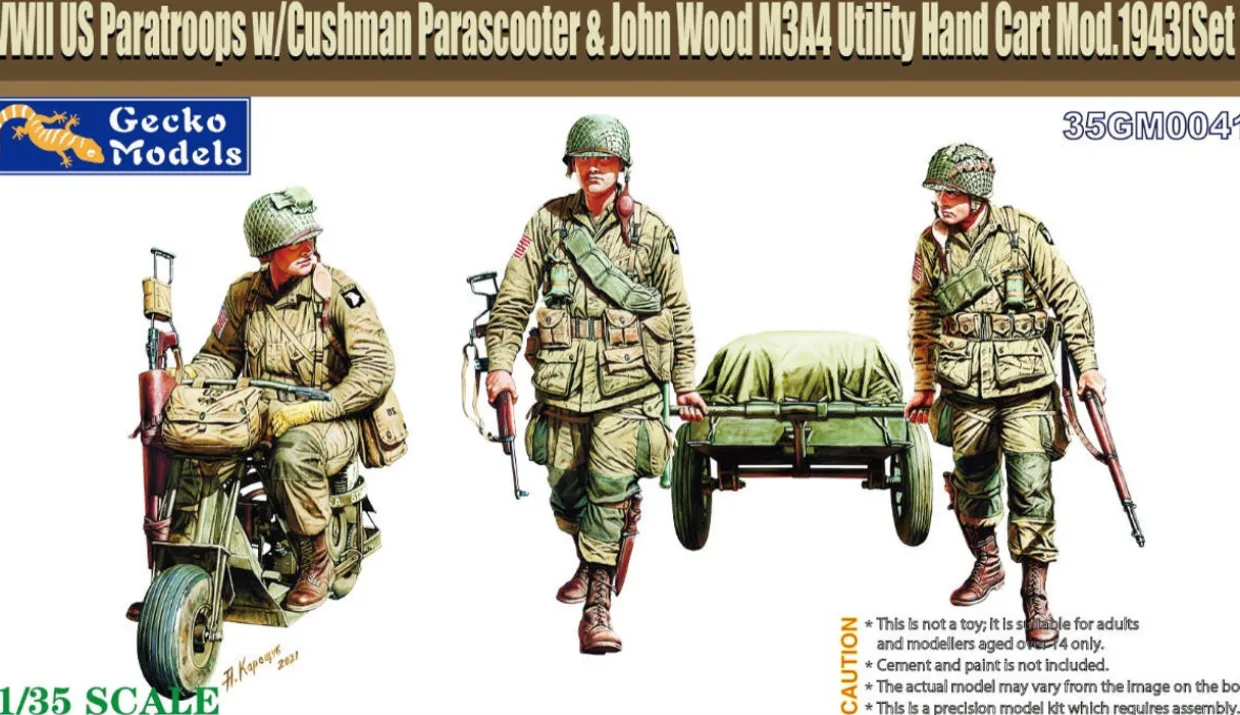 Gecko Models 1/35 Cushman Scooter and John Wood M3A4 Utility Hand Cart