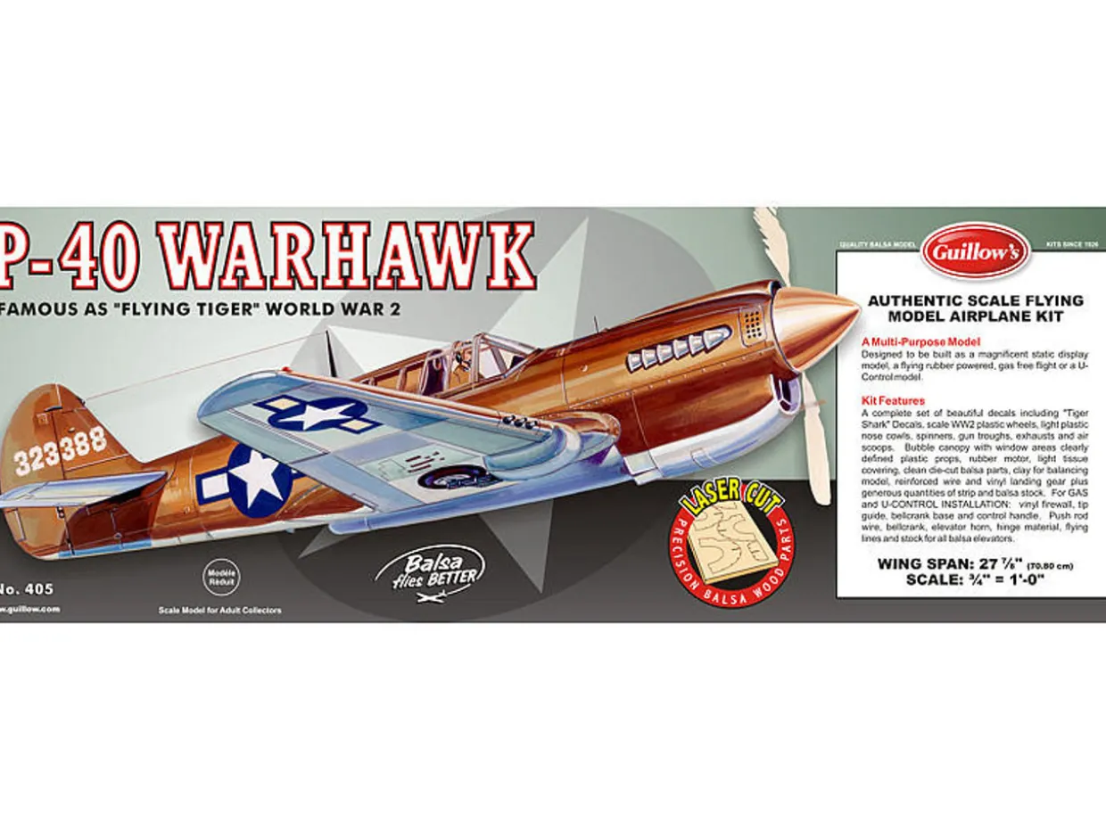 Guillow 1/16 Curtiss P-40 Warhawk Balsa Model Kit