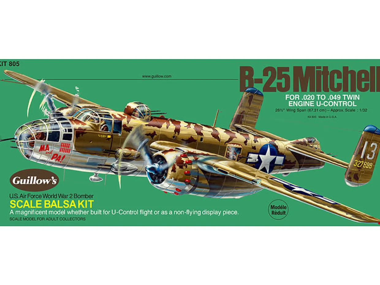 Guillow 1/32 North American B-25 Mitchell Balsa Model Kit