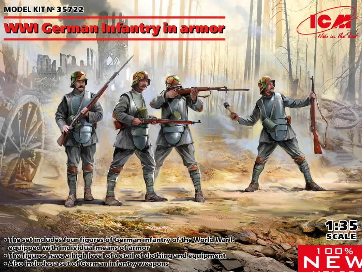 ICM 1/35 WWI German Infantry in Armour Model Figures