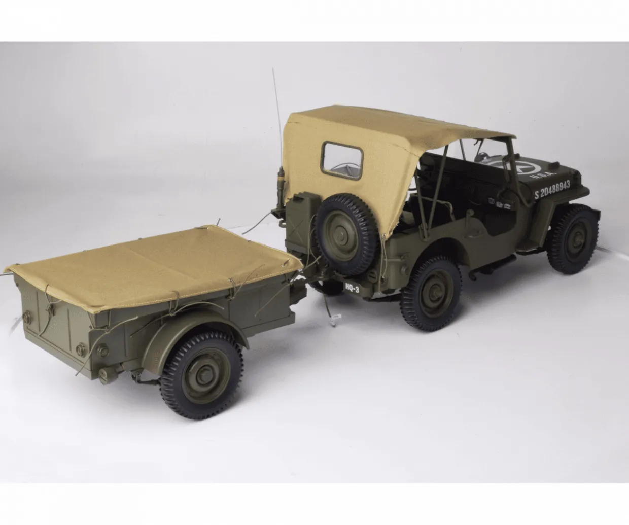 IXO 1/8 Willys Jeep with Trailer and ATG