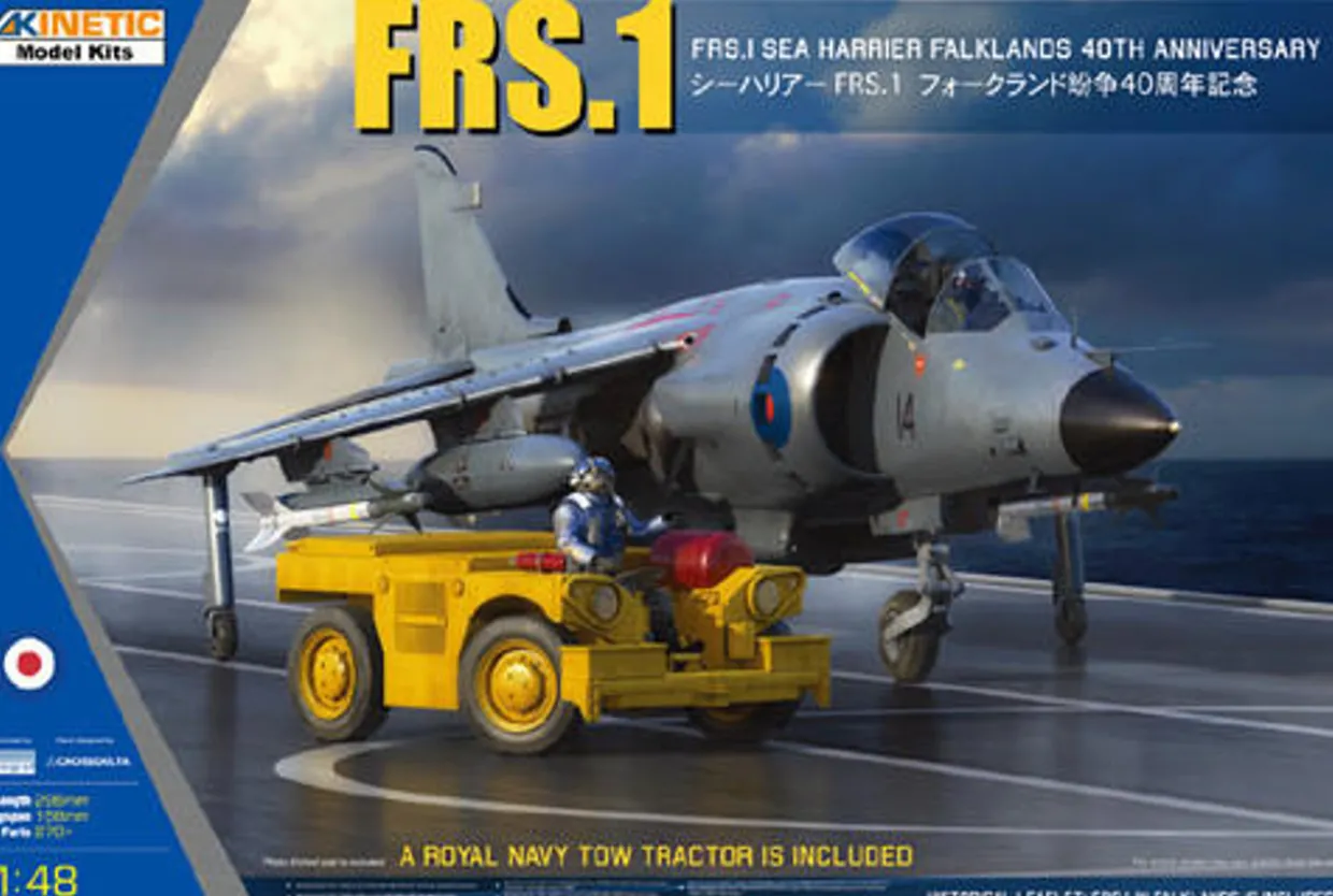 Kinetic 1/48 BAe Sea Harrier FRS.1 Falklands 40th Anniversary with tow tractor Model Kit