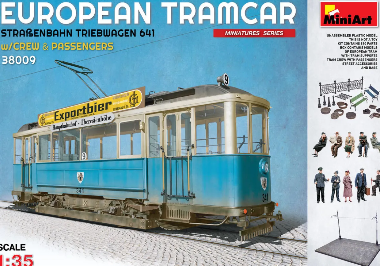 MiniArt 1/35 European Tram Car with Crew & Passengers Model