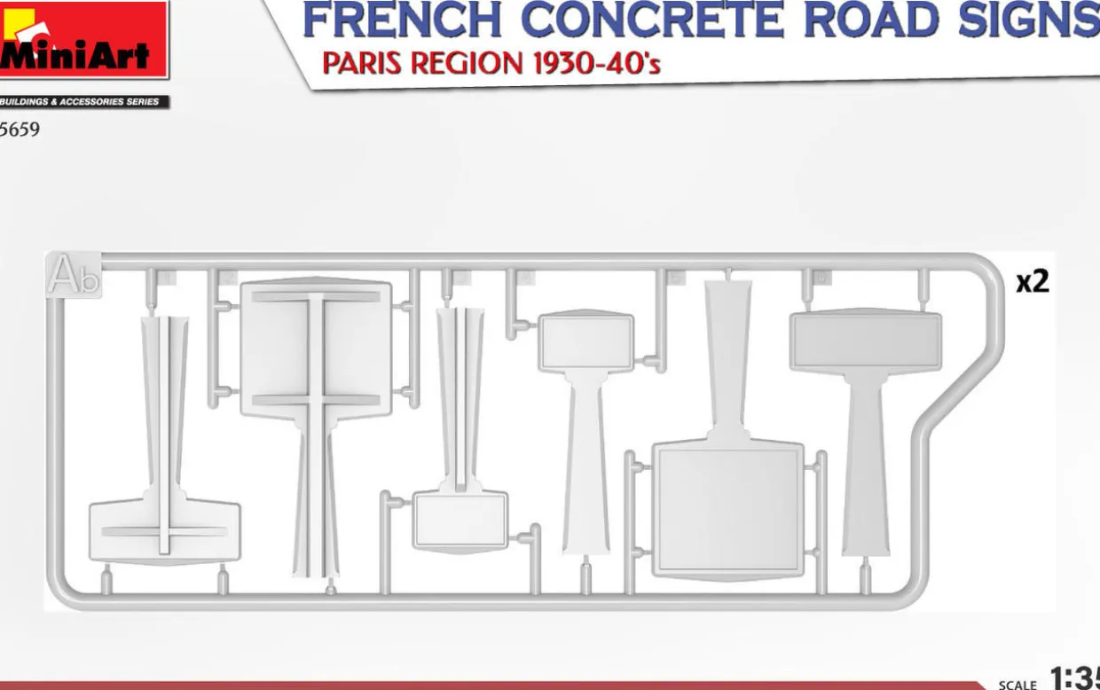 MiniArt 1/35 French Concrete Road Signs Paris 1930-40 Model Kit