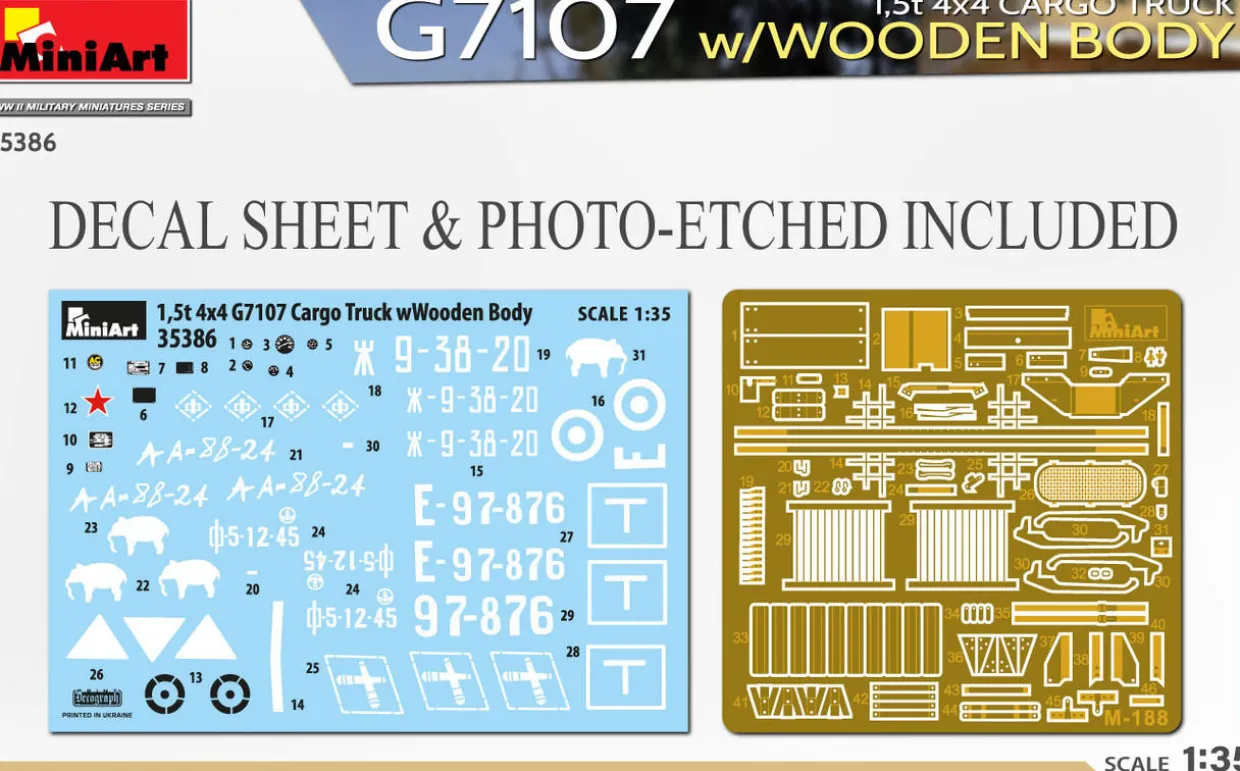 MiniArt 1/35 G7107 1.5t 4x4 Cargo Truck Wooden Body