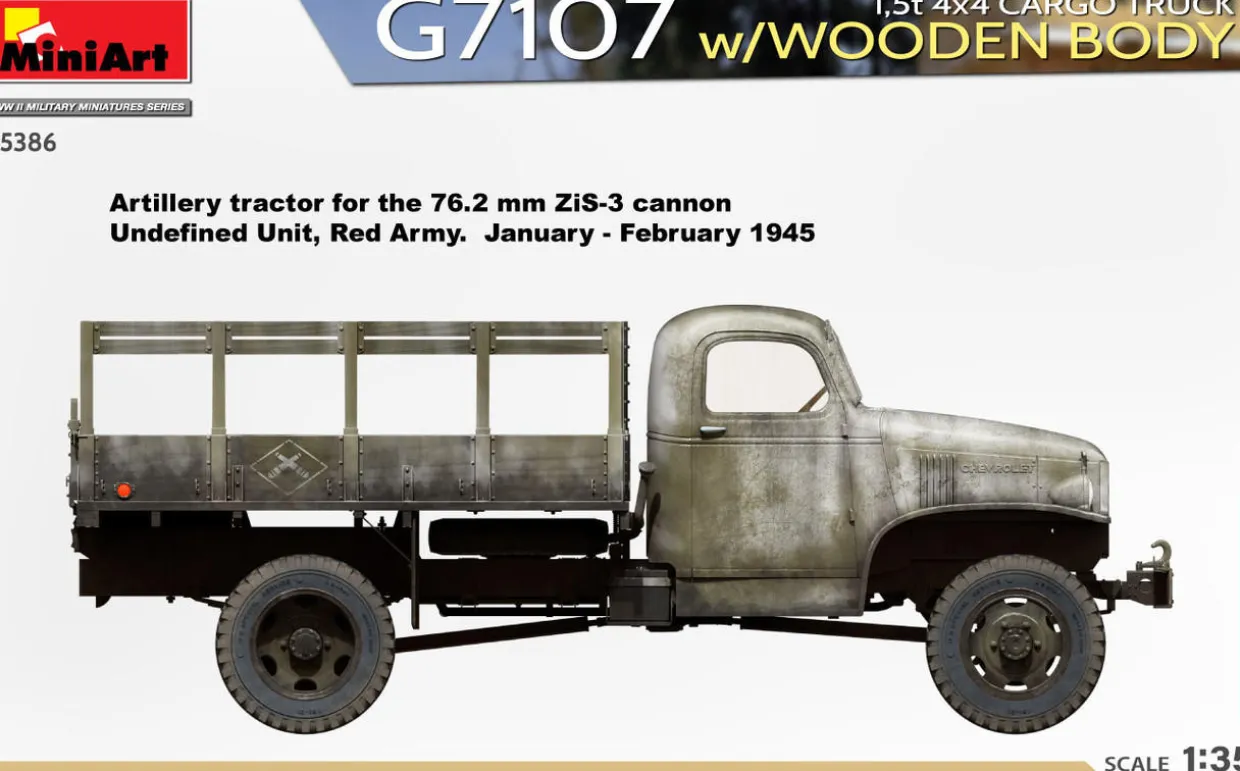 MiniArt 1/35 G7107 1.5t 4x4 Cargo Truck Wooden Body