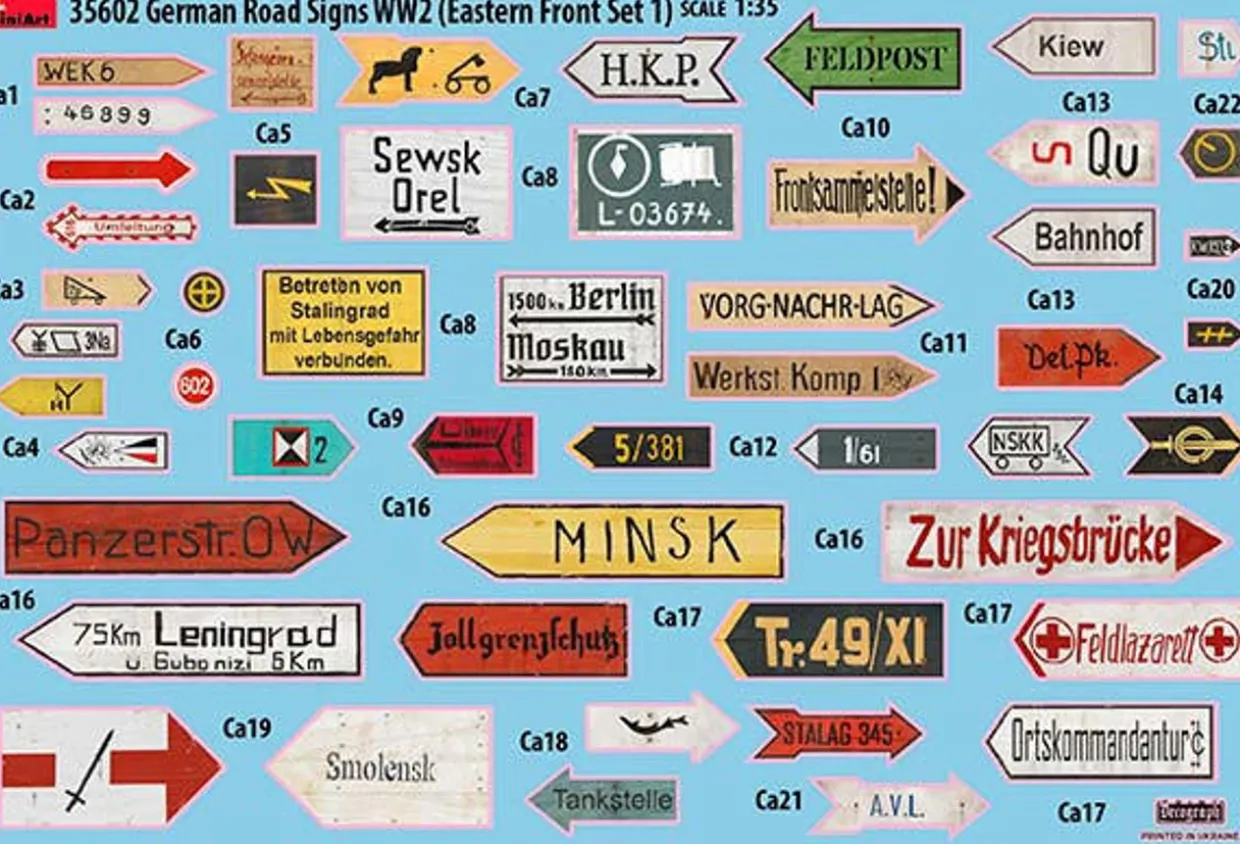 MiniArt 1/35 German Road Signs Eastern Front Set 1 Model Kit