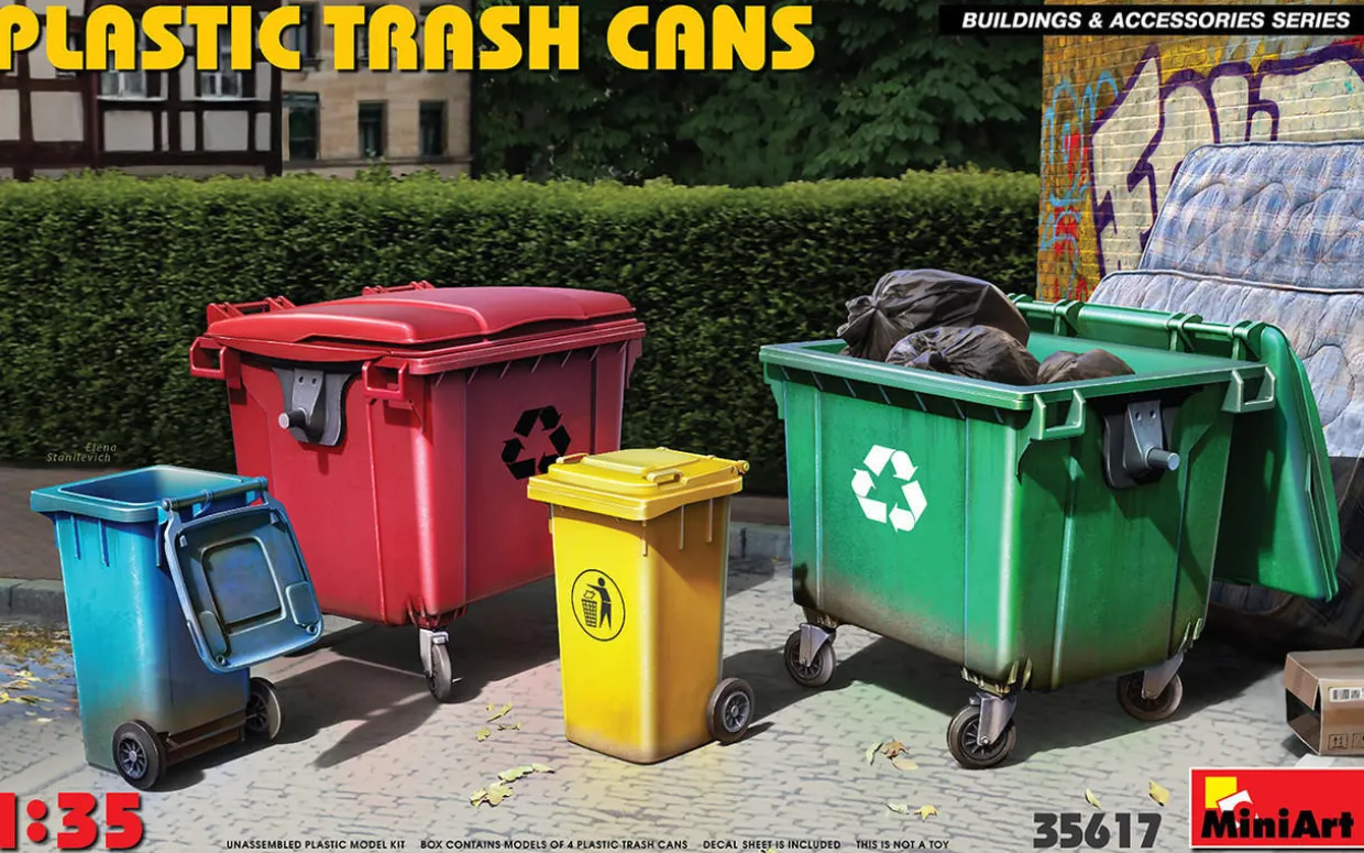 MiniArt 1/35 Plastic Trash Cans Diorama Accessories