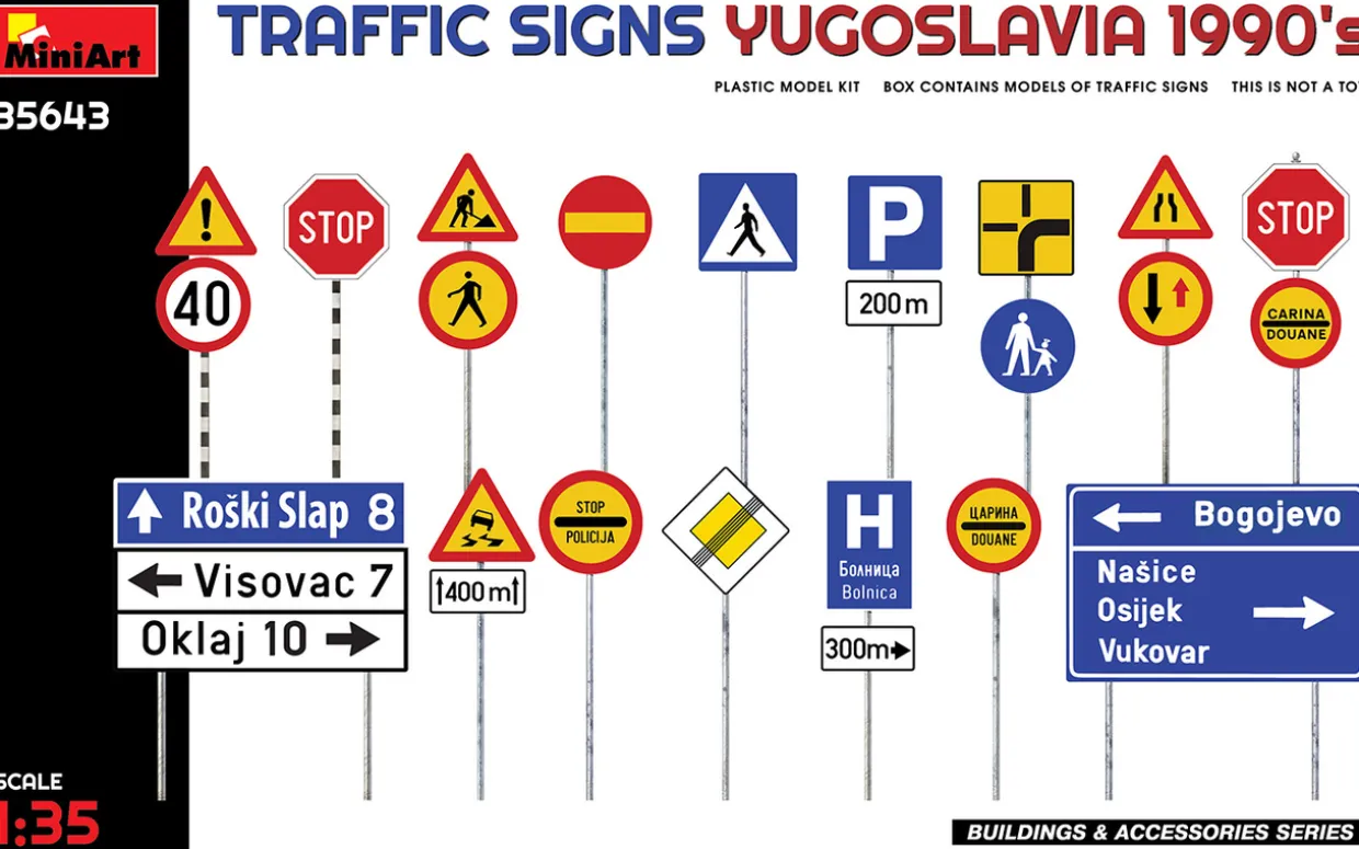 MiniArt 1/35 Traffic Signs Yugoslavia 1990s Model Kit