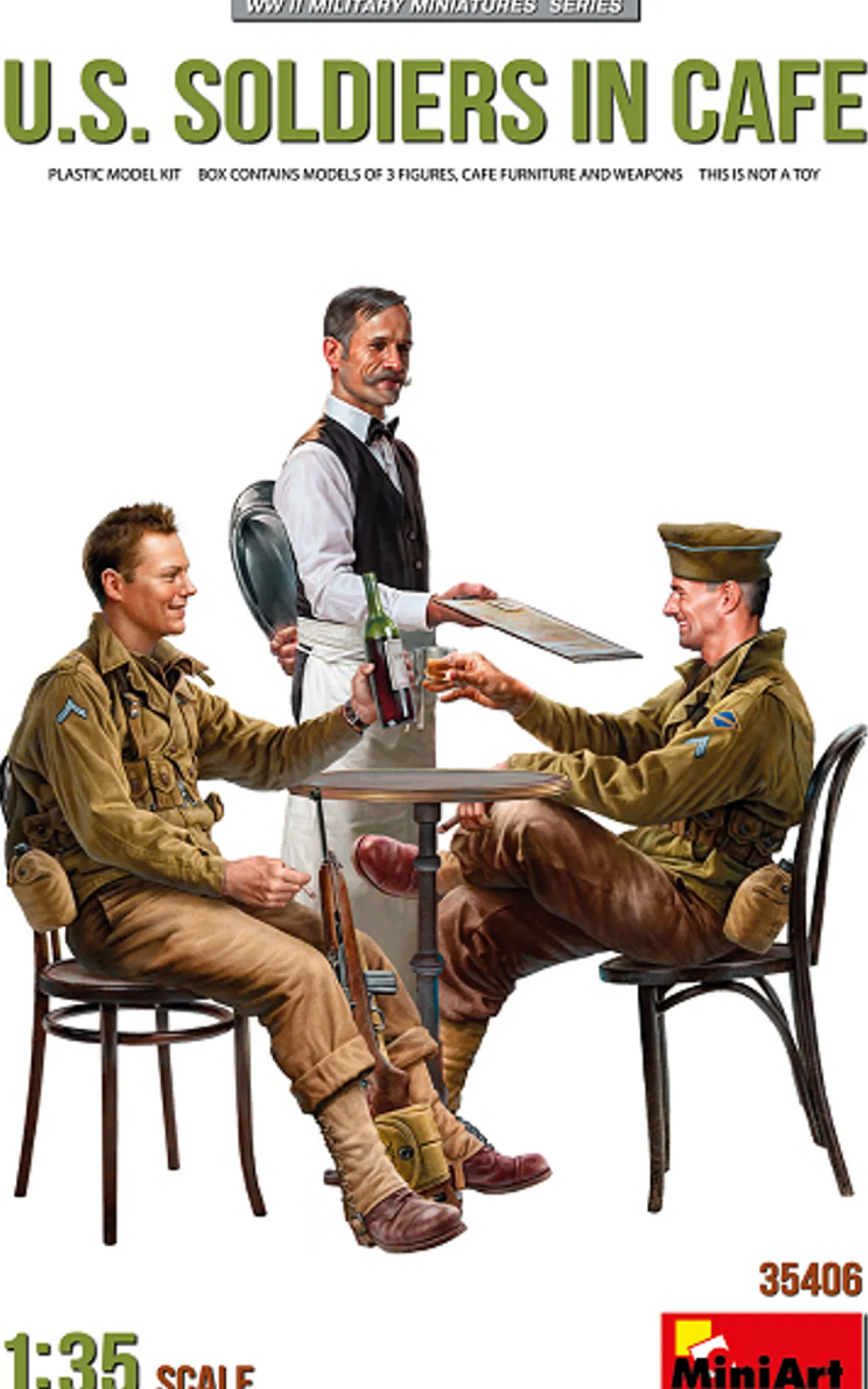 MiniArt 1/35 US Soldiers in Cafe Model Figures