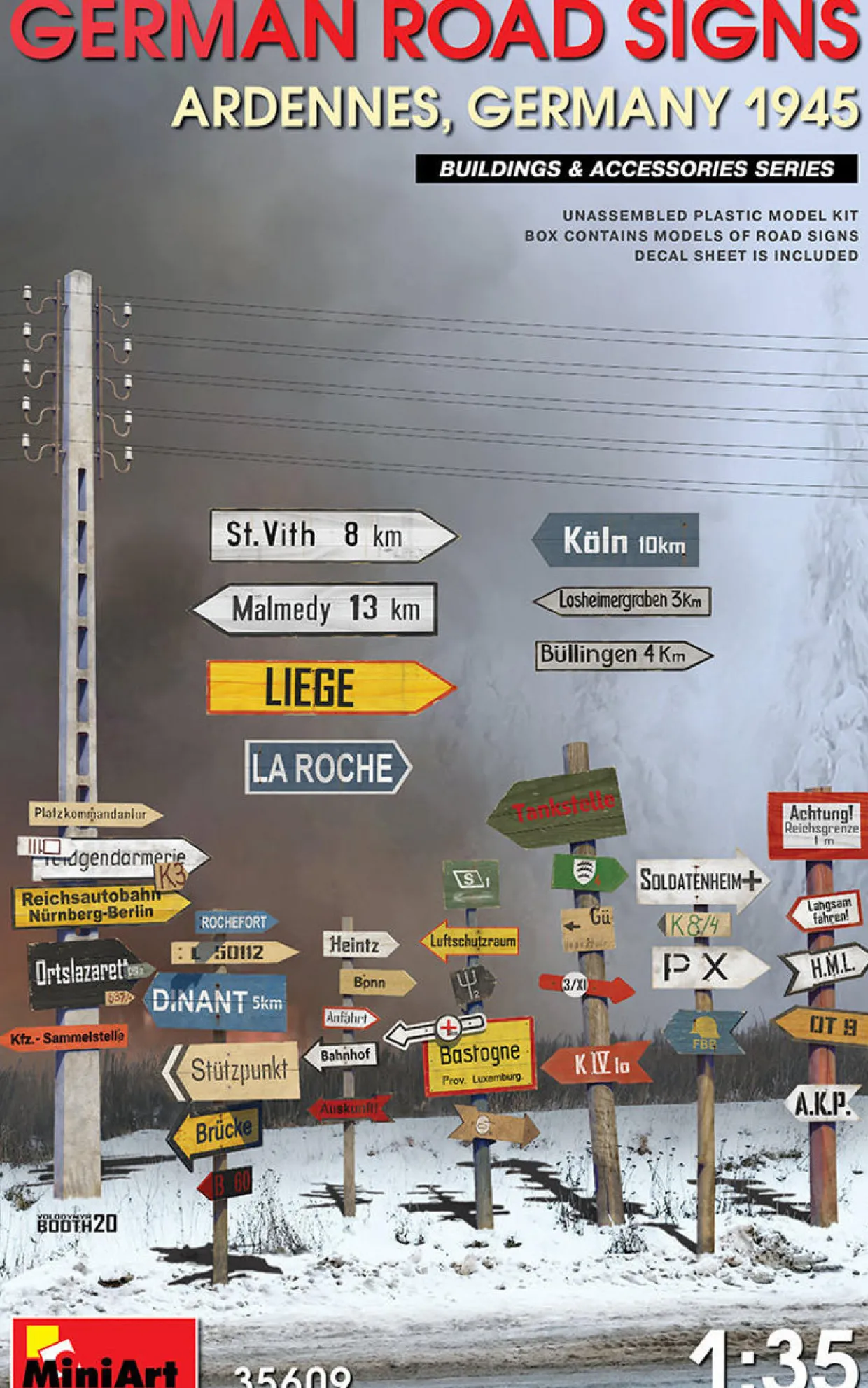 MiniArt 1/35 WWII German Road Signs Ardennes Model Kit