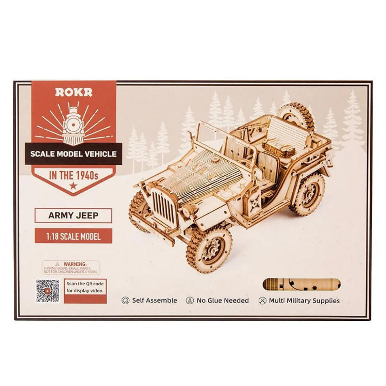 Rokr Army Jeep 3D Wooden Puzzle Model Kit