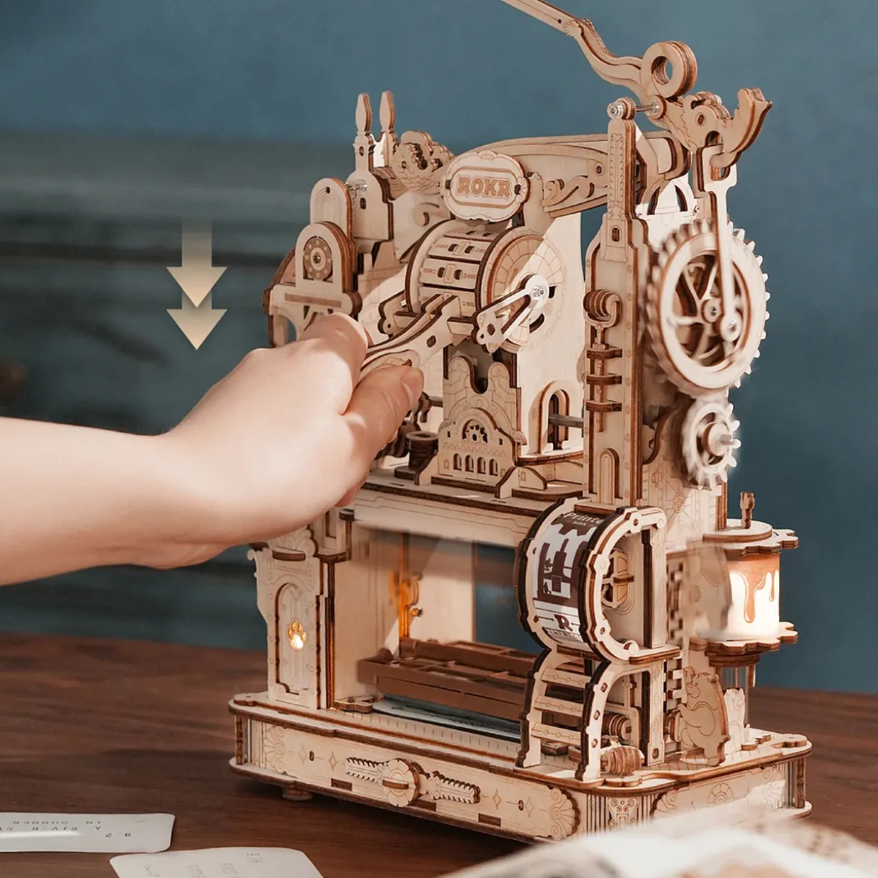 Rokr Classic Printing Press Wooden 3D Puzzle Model Kit