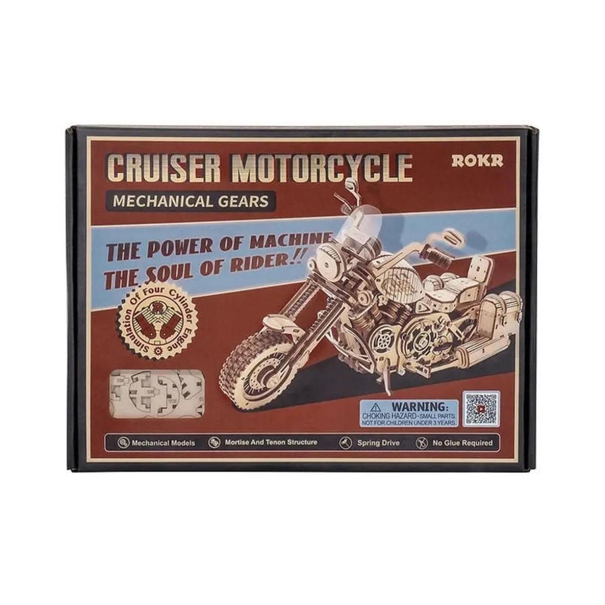 Rokr Cruiser Motorcycle 3D Wooden Puzzle Model Kit