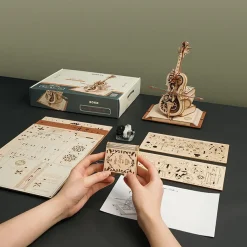 Rokr Magic Cello Mechanical Music Box 3D Wooden Model Kit
