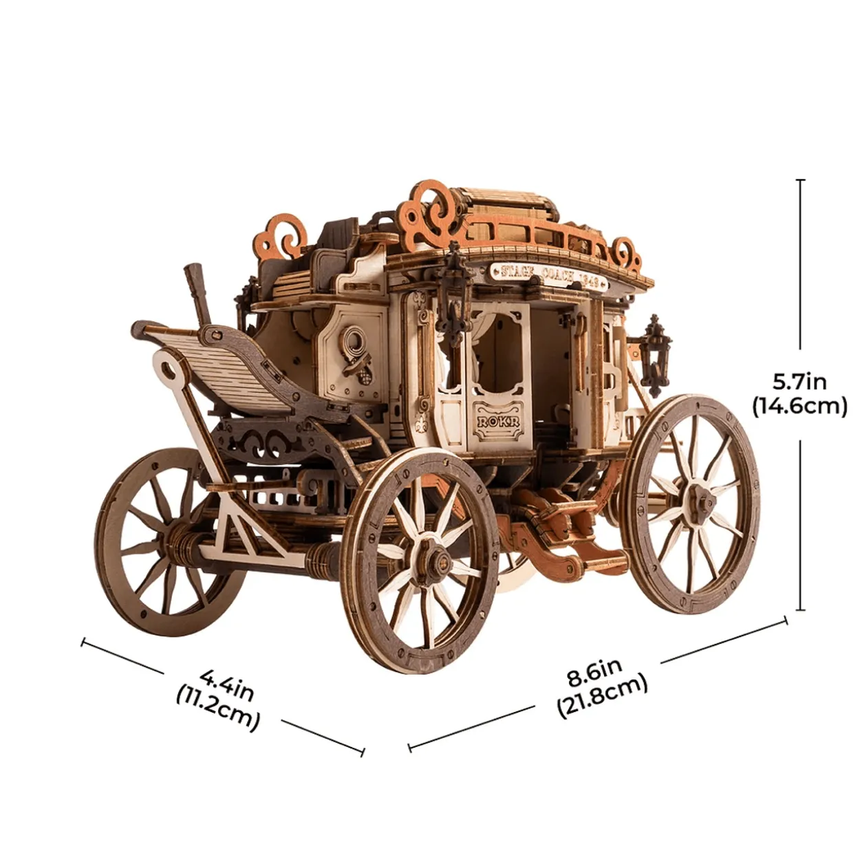 Rokr Stagecoach Mechanical Music Box 3D Wooden Model Kit
