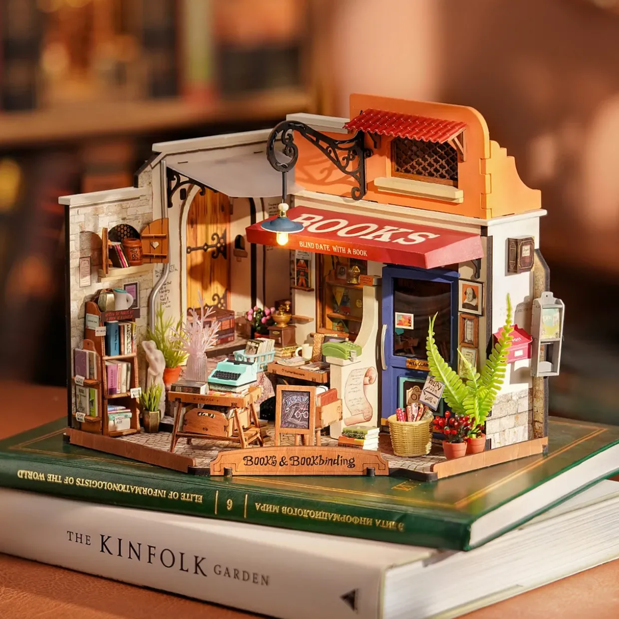 Rolife Corner Bookstore Wooden Diorama Kit