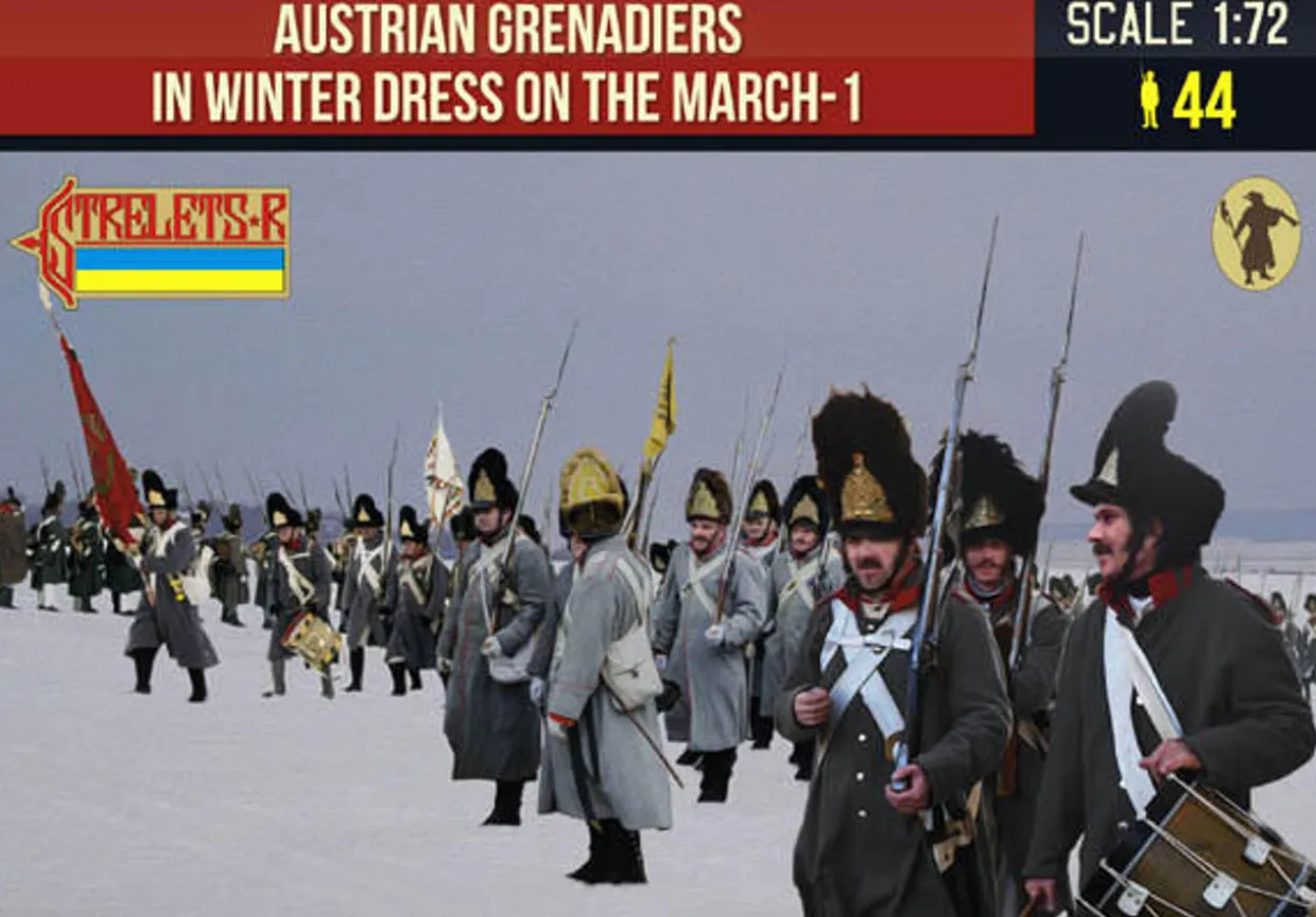 Strelets 1/72 Napoleonic Austrian Grenadiers On The March Winter