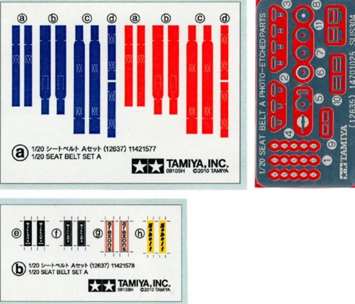 Tamiya 1/20 Formula 1 Seat Belt Set A 1970s & 1980s Model Kit